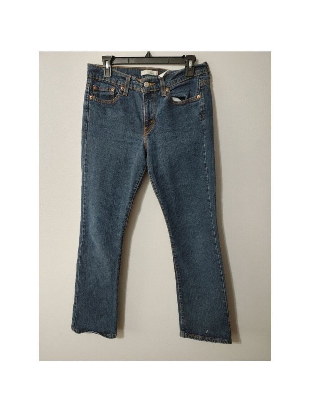 Women's Levi's 550 Dark Blue Stretch Straight Leg Jeans Size 6S *see photos